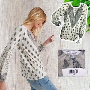 Lucky Brand NEW - Sz M - cream gray lightweight long sleeve shirt